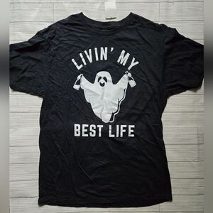 Fifth Sun Livin My Best Life Drinking Ghost Halloween Tee